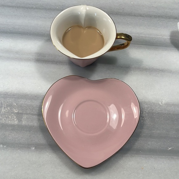 Special Pink & Gold Heart Tea Cup and Saucer - Picture 1 of 6